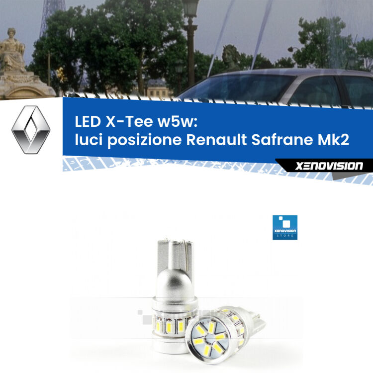<strong>LED luci posizione per Renault Safrane</strong> Mk2 1996-2000. Lampade <strong>W5W</strong> modello X-Tee Xenovision top di gamma.