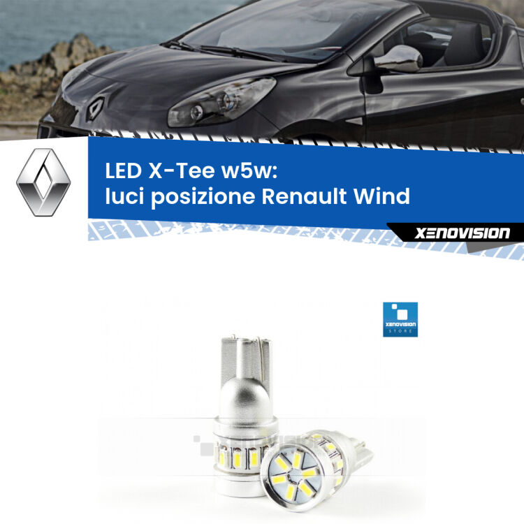 <strong>LED luci posizione per Renault Wind</strong>  2010-2013. Lampade <strong>W5W</strong> modello X-Tee Xenovision top di gamma.