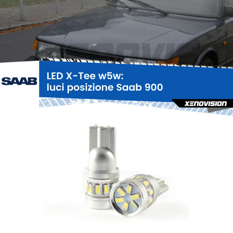 0 Luci posizione LED per Saab 900  1993-1998: W5W X-Tee <strong>LED luci posizione per Saab 900</strong>  1993-1998. Lampade <strong>W5W</strong> modello X-Tee Xenovision top di gamma.