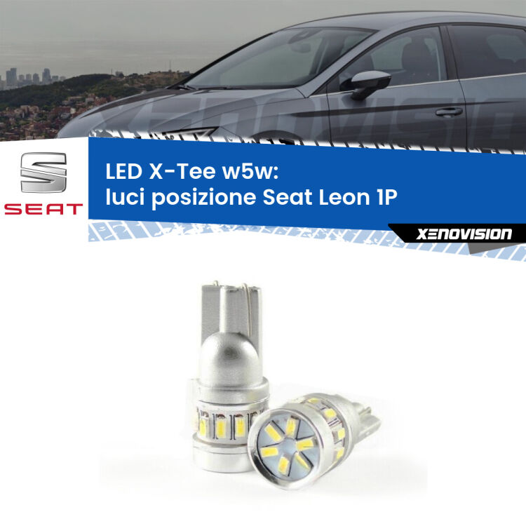0 Luci posizione LED per Seat Leon 1P 2005-2012: W5W X-Tee <strong>LED luci posizione per Seat Leon</strong> 1P 2005-2012. Lampade <strong>W5W</strong> modello X-Tee Xenovision top di gamma.