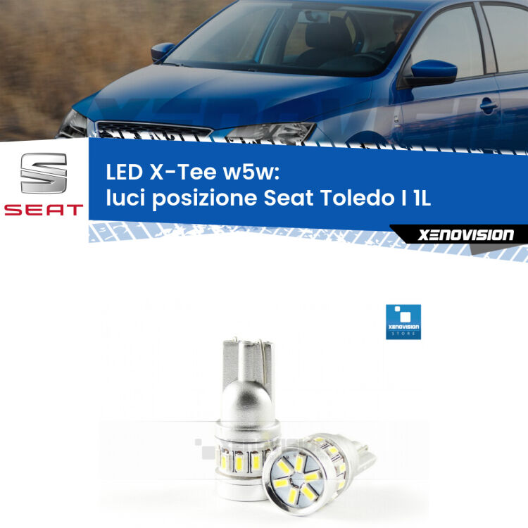 <strong>LED luci posizione per Seat Toledo I</strong> 1L 1991-1999. Lampade <strong>W5W</strong> modello X-Tee Xenovision top di gamma.