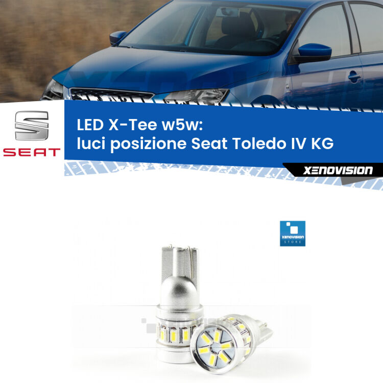 <strong>LED luci posizione per Seat Toledo IV</strong> KG 2012-2019. Lampade <strong>W5W</strong> modello X-Tee Xenovision top di gamma.