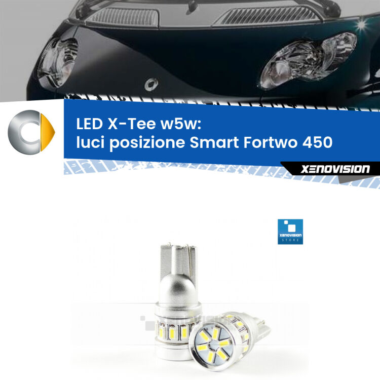 <strong>LED luci posizione per Smart Fortwo</strong> 450 2004-2007. Lampade <strong>W5W</strong> modello X-Tee Xenovision top di gamma.