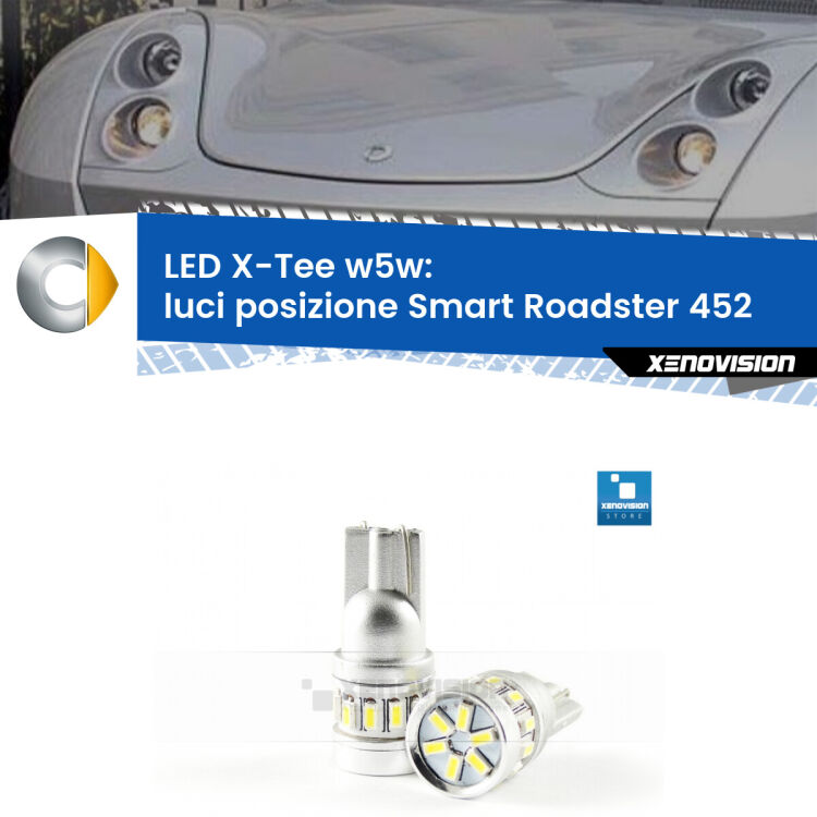 <strong>LED luci posizione per Smart Roadster</strong> 452 2003-2005. Lampade <strong>W5W</strong> modello X-Tee Xenovision top di gamma.