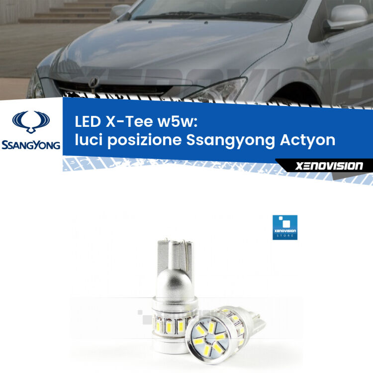 <strong>LED luci posizione per Ssangyong Actyon</strong>  2006-2017. Lampade <strong>W5W</strong> modello X-Tee Xenovision top di gamma.