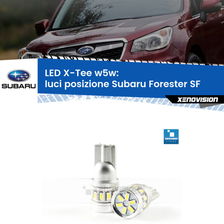 <strong>LED luci posizione per Subaru Forester</strong> SF 1997-2002. Lampade <strong>W5W</strong> modello X-Tee Xenovision top di gamma.