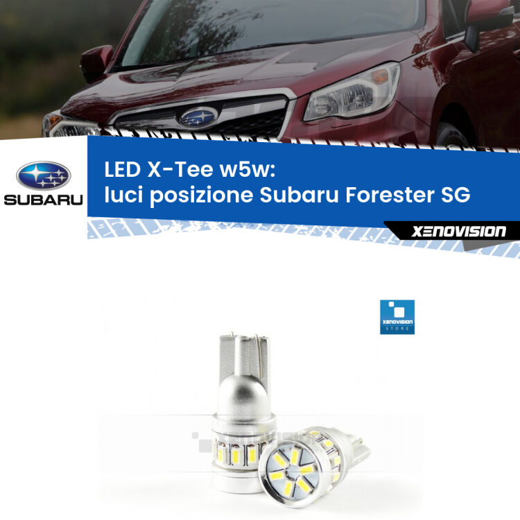 <strong>LED luci posizione per Subaru Forester</strong> SG 2002-2012. Lampade <strong>W5W</strong> modello X-Tee Xenovision top di gamma.