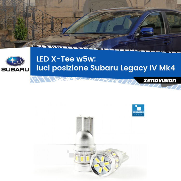 <strong>LED luci posizione per Subaru Legacy IV</strong> Mk4 2003-2009. Lampade <strong>W5W</strong> modello X-Tee Xenovision top di gamma.