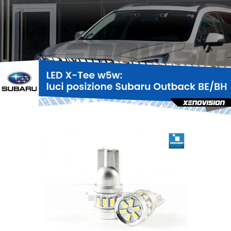 <strong>LED luci posizione per Subaru Outback</strong> BE/BH 2000-2003. Lampade <strong>W5W</strong> modello X-Tee Xenovision top di gamma.