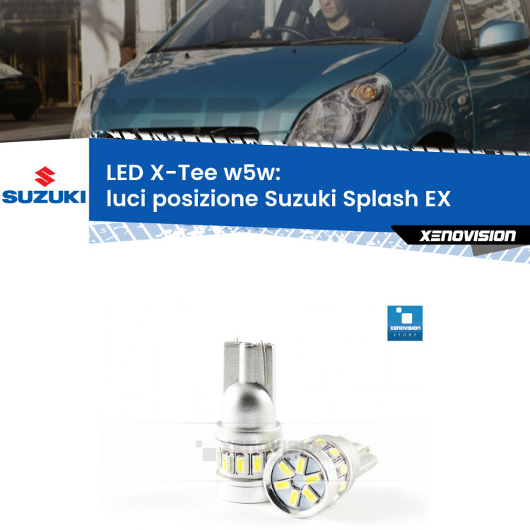 <strong>LED luci posizione per Suzuki Splash</strong> EX 2008in poi. Lampade <strong>W5W</strong> modello X-Tee Xenovision top di gamma.