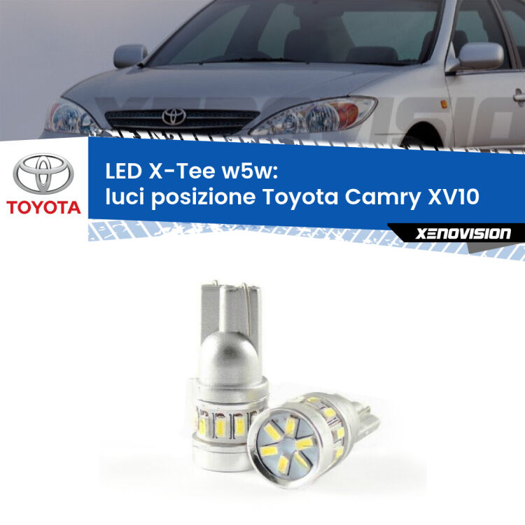 0 Luci posizione LED per Toyota Camry XV10 1991-1996: W5W X-Tee <strong>LED luci posizione per Toyota Camry</strong> XV10 1991-1996. Lampade <strong>W5W</strong> modello X-Tee Xenovision top di gamma.