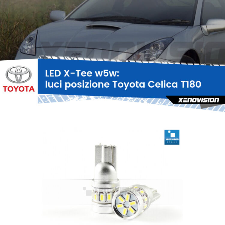 <strong>LED luci posizione per Toyota Celica</strong> T180 1989-1993. Lampade <strong>W5W</strong> modello X-Tee Xenovision top di gamma.