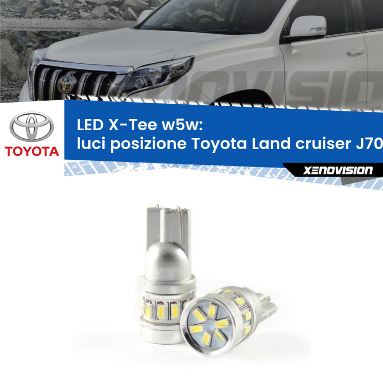0 Luci posizione LED per Toyota Land cruiser J70 1984-1996: W5W X-Tee <strong>LED luci posizione per Toyota Land cruiser</strong> J70 1984-1996. Lampade <strong>W5W</strong> modello X-Tee Xenovision top di gamma.