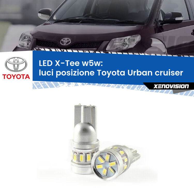 0 Luci posizione LED per Toyota Urban cruiser 2007-2016: W5W X-Tee <strong>LED luci posizione per Toyota Urban cruiser</strong> 2007-2016. Lampade <strong>W5W</strong> modello X-Tee Xenovision top di gamma.