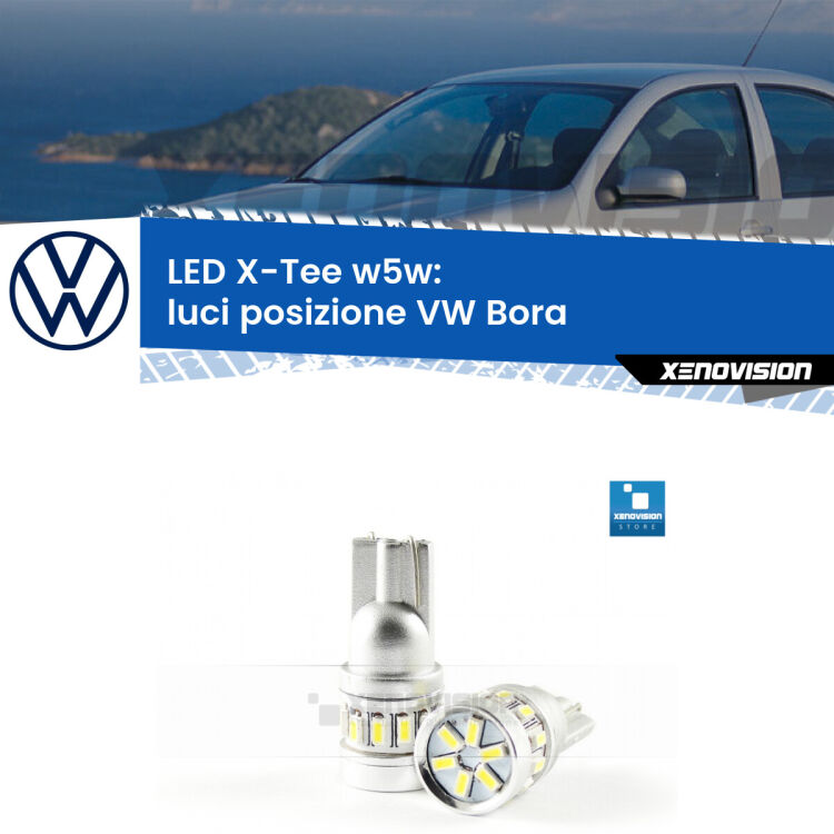 <strong>LED luci posizione per VW Bora</strong>  1999-2006. Lampade <strong>W5W</strong> modello X-Tee Xenovision top di gamma.