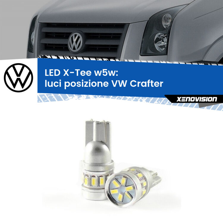 0 Luci posizione LED per VW Crafter  senza luci diurne: W5W X-Tee <strong>LED luci posizione per VW Crafter</strong>  senza luci diurne. Lampade <strong>W5W</strong> modello X-Tee Xenovision top di gamma.