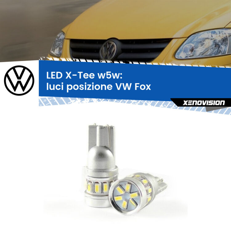 0 Luci posizione LED per VW Fox 2003-2014: W5W X-Tee <strong>LED luci posizione per VW Fox</strong> 2003-2014. Lampade <strong>W5W</strong> modello X-Tee Xenovision top di gamma.