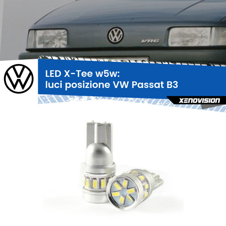 0 Luci posizione LED per VW Passat B3 Versione 1: W5W X-Tee <strong>LED luci posizione per VW Passat</strong> B3 Versione 1. Lampade <strong>W5W</strong> modello X-Tee Xenovision top di gamma.