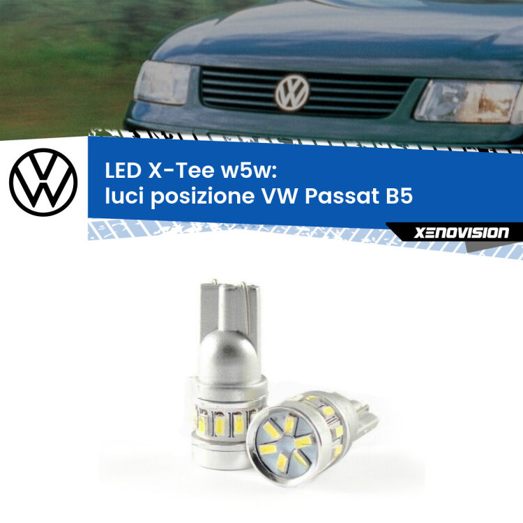 0 Luci posizione LED per VW Passat B5 1996-2000: W5W X-Tee <strong>LED luci posizione per VW Passat</strong> B5 1996-2000. Lampade <strong>W5W</strong> modello X-Tee Xenovision top di gamma.
