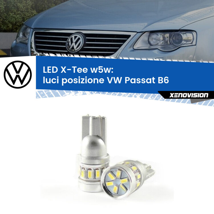 0 Luci posizione LED per VW Passat B6 2005-2010: W5W X-Tee <strong>LED luci posizione per VW Passat</strong> B6 2005-2010. Lampade <strong>W5W</strong> modello X-Tee Xenovision top di gamma.