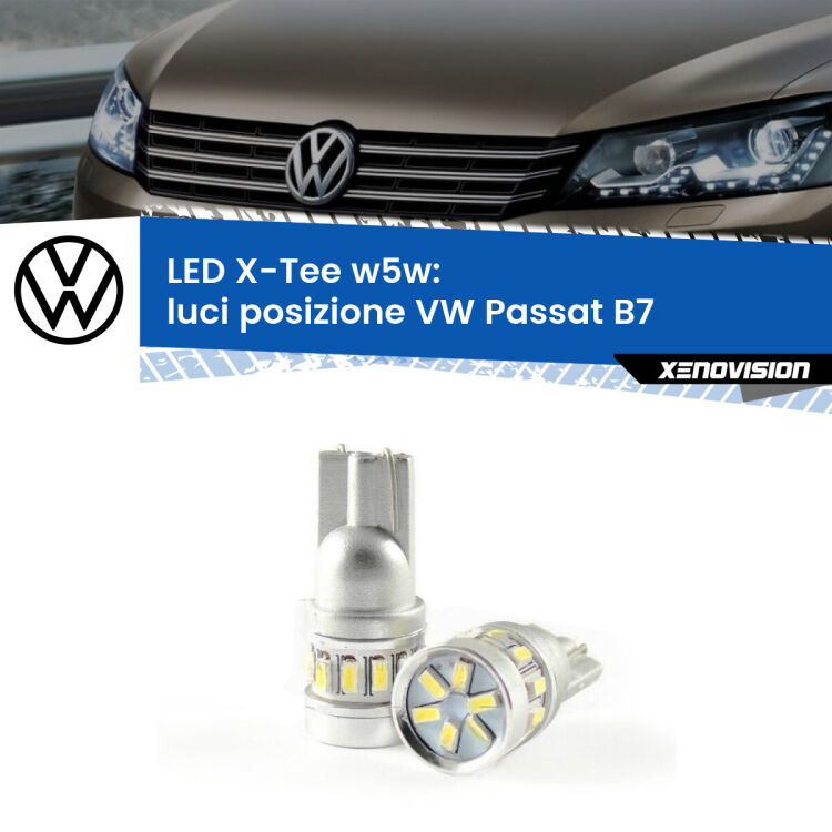 0 Luci posizione LED per VW Passat B7 2010-2014: W5W X-Tee <strong>LED luci posizione per VW Passat</strong> B7 2010-2014. Lampade <strong>W5W</strong> modello X-Tee Xenovision top di gamma.