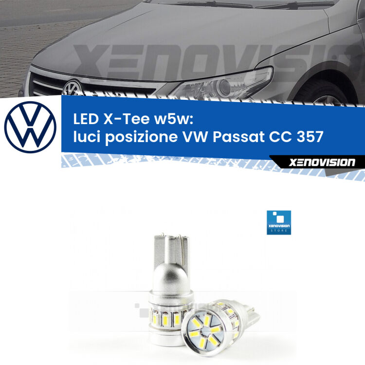 <strong>LED luci posizione per VW Passat CC</strong> 357 2008-2012. Lampade <strong>W5W</strong> modello X-Tee Xenovision top di gamma.