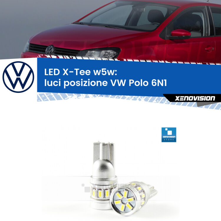 <strong>LED luci posizione per VW Polo</strong> 6N1 Versione 2. Lampade <strong>W5W</strong> modello X-Tee Xenovision top di gamma.