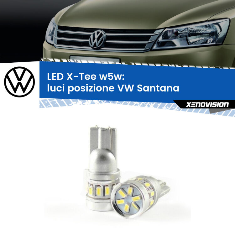 0 Luci posizione LED per VW Santana 1995-2012: W5W X-Tee <strong>LED luci posizione per VW Santana</strong> 1995-2012. Lampade <strong>W5W</strong> modello X-Tee Xenovision top di gamma.