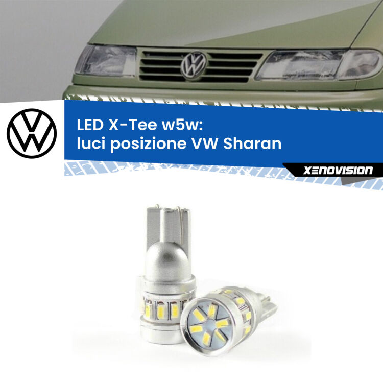 0 Luci posizione LED per VW Sharan  1995-2010: W5W X-Tee <strong>LED luci posizione per VW Sharan</strong>  1995-2010. Lampade <strong>W5W</strong> modello X-Tee Xenovision top di gamma.