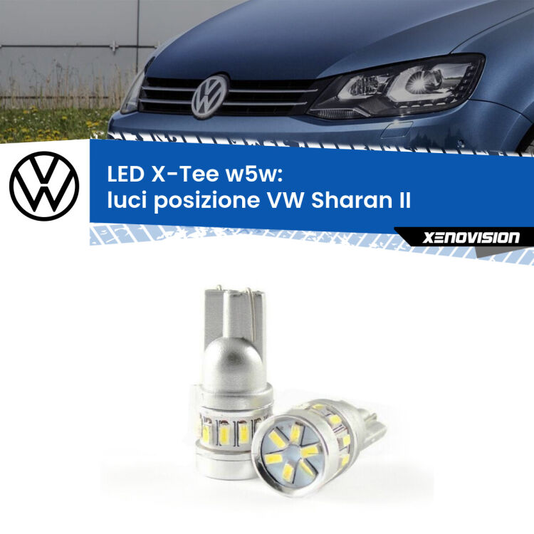 0 Luci posizione LED per VW Sharan II 2010-2019: W5W X-Tee <strong>LED luci posizione per VW Sharan</strong> II 2010-2019. Lampade <strong>W5W</strong> modello X-Tee Xenovision top di gamma.