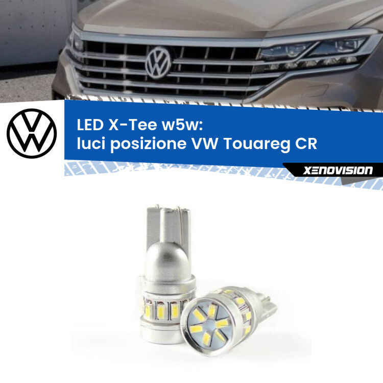 0 Luci posizione LED per VW Touareg CR 2018in poi: W5W X-Tee <strong>LED luci posizione per VW Touareg</strong> CR 2018in poi. Lampade <strong>W5W</strong> modello X-Tee Xenovision top di gamma.