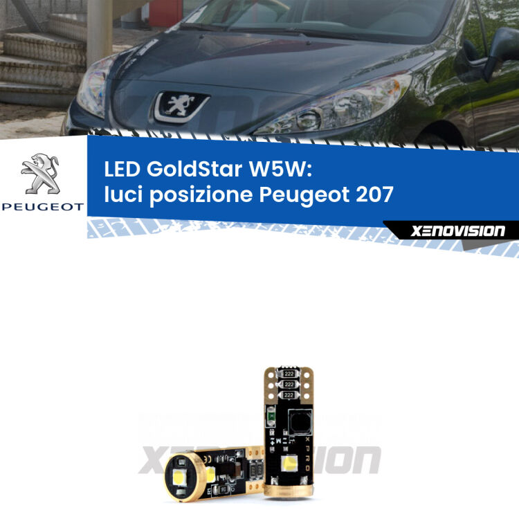 <strong>Luci posizione LED Peugeot 207</strong>  2006-2015: ottima luminosità a 360 gradi. Si inseriscono ovunque. Canbus, Top Quality.