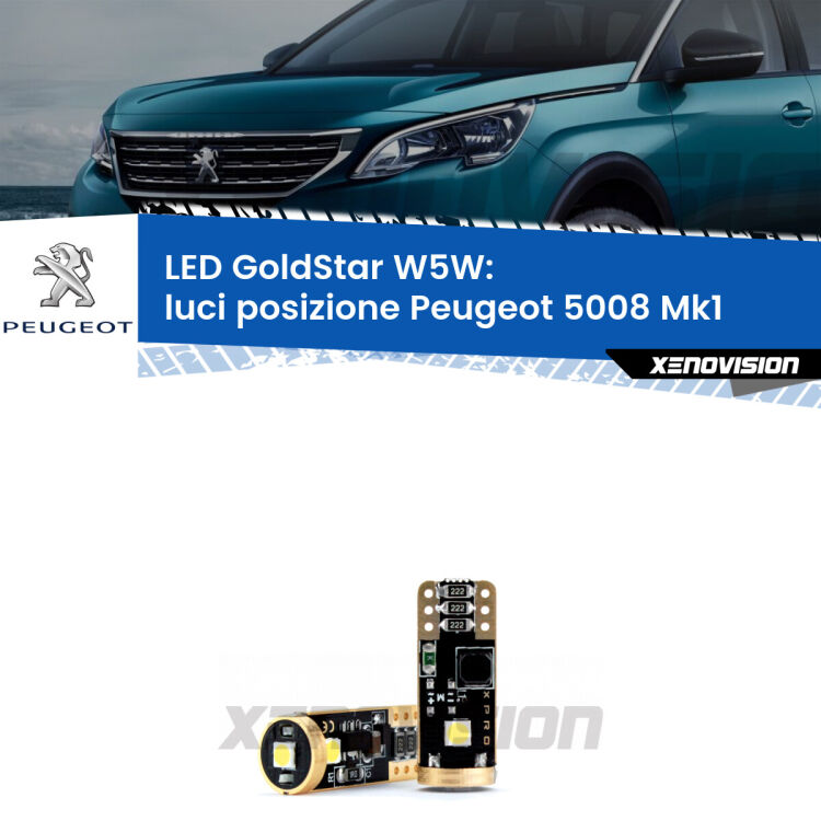 <strong>Luci posizione LED Peugeot 5008</strong> Mk1 2009-2012: ottima luminosità a 360 gradi. Si inseriscono ovunque. Canbus, Top Quality.