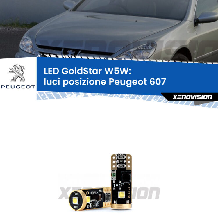 <strong>Luci posizione LED Peugeot 607</strong>  2000-2010: ottima luminosità a 360 gradi. Si inseriscono ovunque. Canbus, Top Quality.