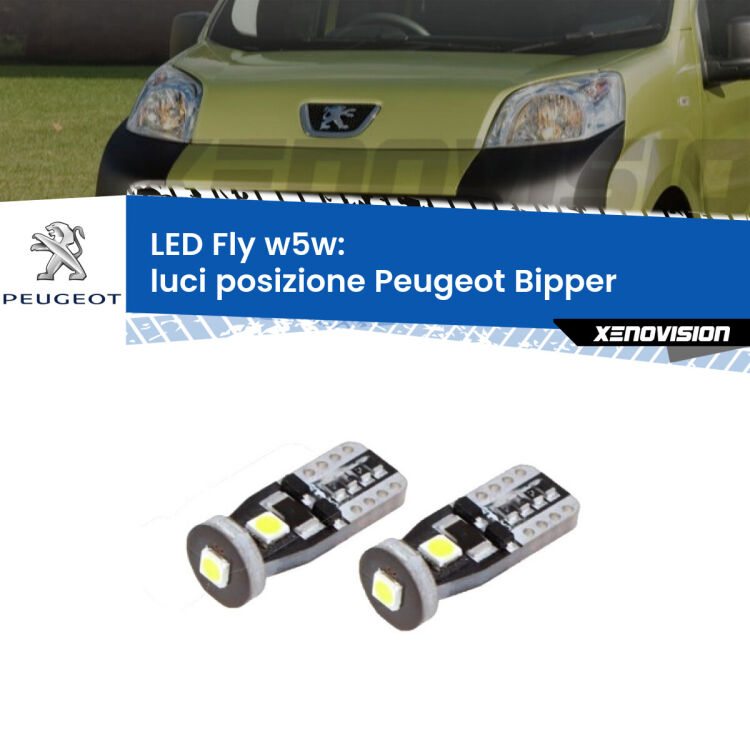 0 Luci posizione LED Peugeot Bipper 2008in poi: W5W Fly <strong>luci posizione LED per Peugeot Bipper</strong> 2008in poi. Coppia lampadine <strong>w5w</strong> Canbus compatte modello Fly Xenovision.