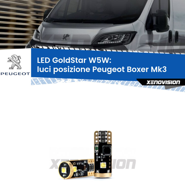 <strong>Luci posizione LED Peugeot Boxer</strong> Mk3 2006-2014: ottima luminosità a 360 gradi. Si inseriscono ovunque. Canbus, Top Quality.