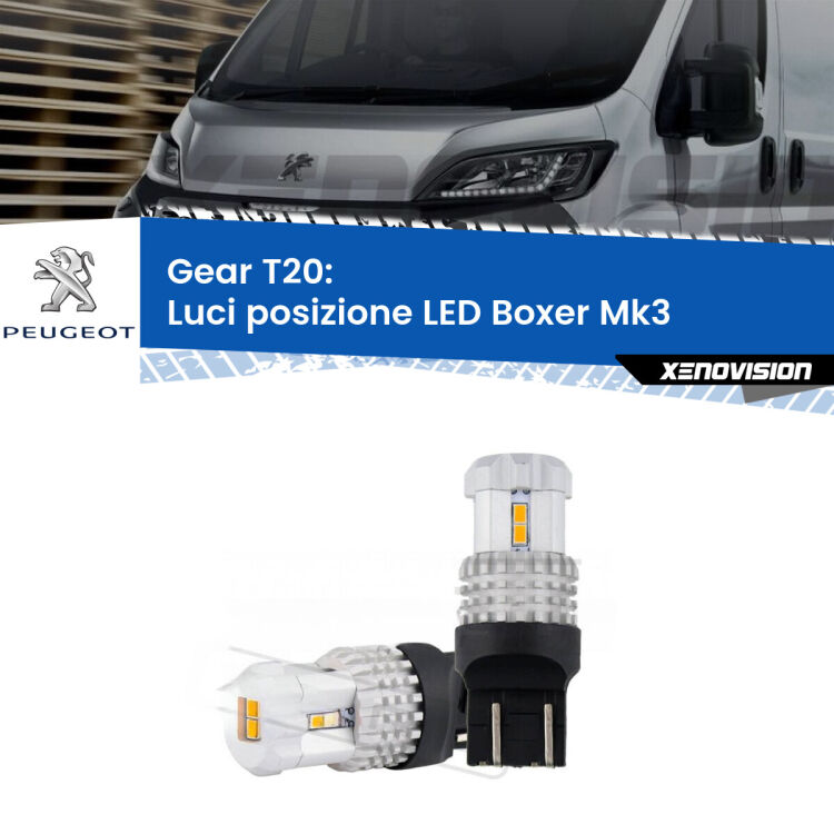0 Luci posizione LED Peugeot Boxer Mk3 2014in poi: T20 Bolt <strong>LED T20 </strong><strong>Luci posizione</strong> <strong>Peugeot</strong> <strong>Boxer </strong>(Mk3) 2014in poi. Coppia LED effetto Stealth, ottima resa in ogni direzione, Qualità Massima.
