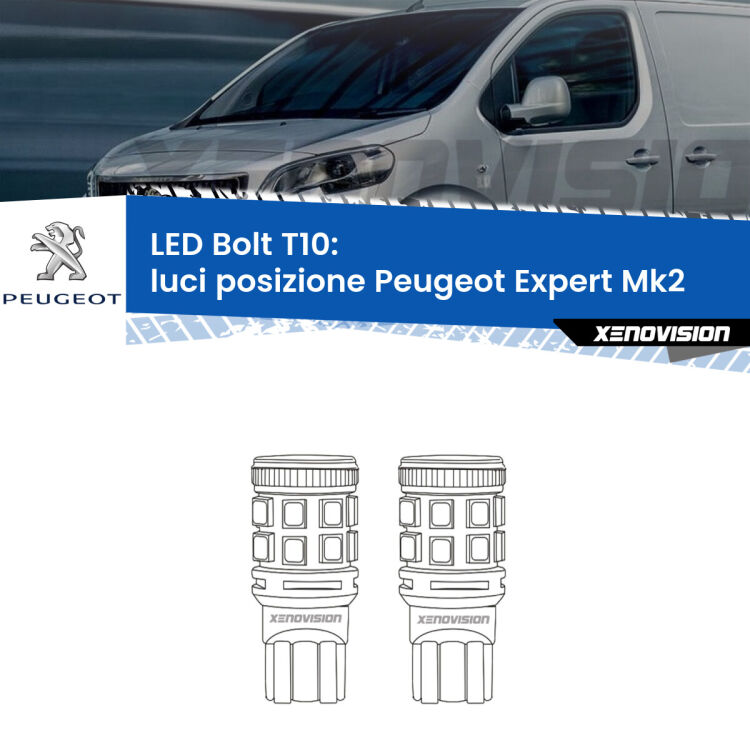 0 Luci posizione LED Peugeot Expert Mk2 2007-2015: T10 Bolt <strong>Luci posizione LED per Peugeot Expert</strong> Mk2 2007-2015. Coppia lampade <strong>T10</strong> modello Bolt canbus.