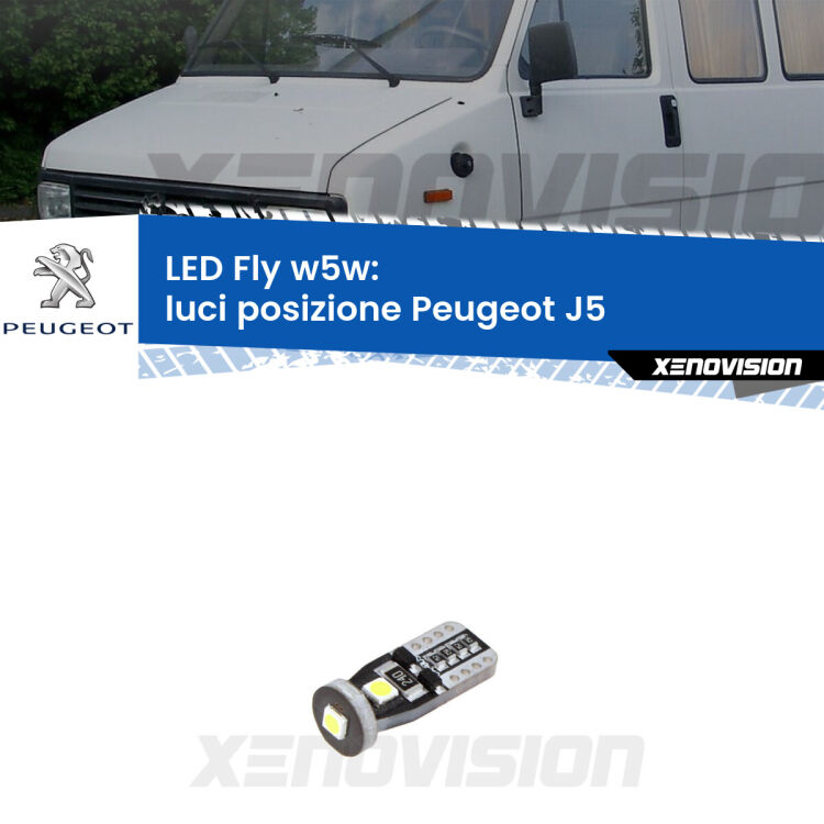 <strong>luci posizione LED per Peugeot J5</strong>  1990-1994. Coppia lampadine <strong>w5w</strong> Canbus compatte modello Fly Xenovision.