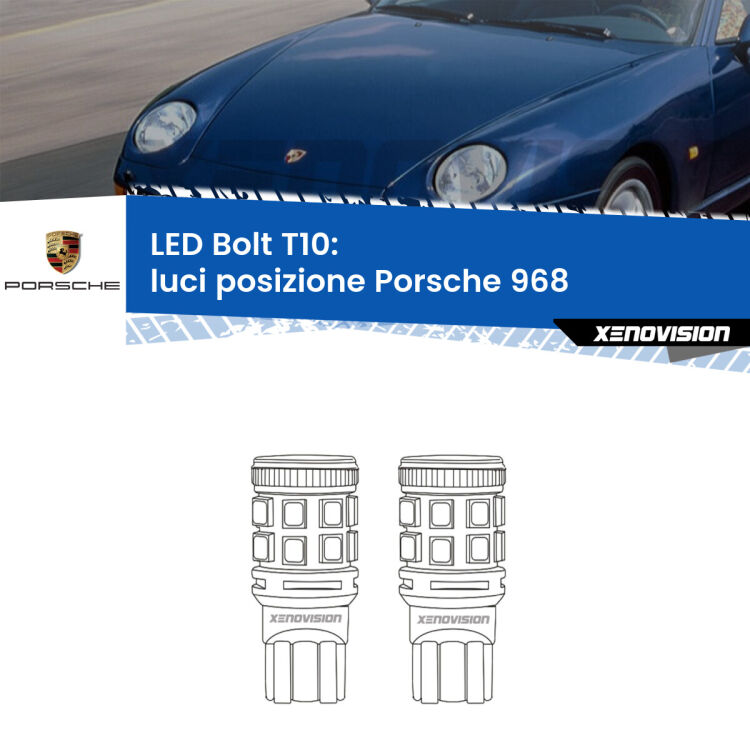 0 Luci posizione LED Porsche 968  1991-1995: T10 Bolt <strong>Luci posizione LED per Porsche 968</strong>  1991-1995. Coppia lampade <strong>T10</strong> modello Bolt canbus.