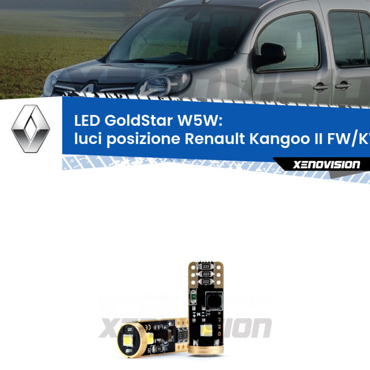 <strong>Luci posizione LED Renault Kangoo II</strong> FW/KW in poi: ottima luminosità a 360 gradi. Si inseriscono ovunque. Canbus, Top Quality.