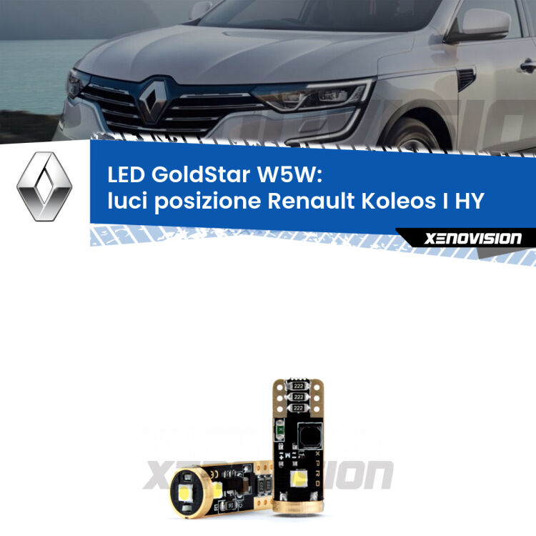 <strong>Luci posizione LED Renault Koleos I</strong> HY 2006-2015: ottima luminosità a 360 gradi. Si inseriscono ovunque. Canbus, Top Quality.