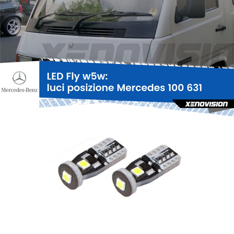 0 Luci posizione LED restyling Mercedes 100 631: W5W Fly <strong>luci posizione LED per Mercedes 100</strong> 631 restyling. Coppia lampadine <strong>w5w</strong> Canbus compatte modello Fly Xenovision.