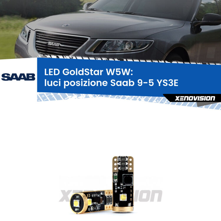 <strong>Luci posizione LED Saab 9-5</strong> YS3E 1997-2010: ottima luminosità a 360 gradi. Si inseriscono ovunque. Canbus, Top Quality.