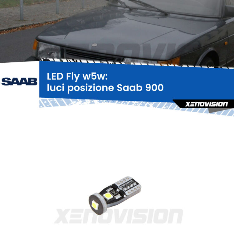 <strong>luci posizione LED per Saab 900</strong>  1993-1998. Coppia lampadine <strong>w5w</strong> Canbus compatte modello Fly Xenovision.