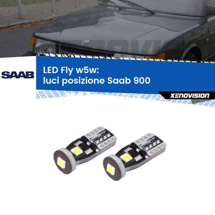 0 Luci posizione LED Saab 900  1993-1998: W5W Fly <strong>luci posizione LED per Saab 900</strong>  1993-1998. Coppia lampadine <strong>w5w</strong> Canbus compatte modello Fly Xenovision.