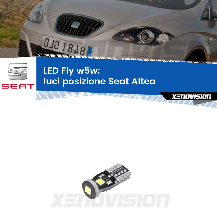 <strong>luci posizione LED per Seat Altea</strong>  2004-2010. Coppia lampadine <strong>w5w</strong> Canbus compatte modello Fly Xenovision.