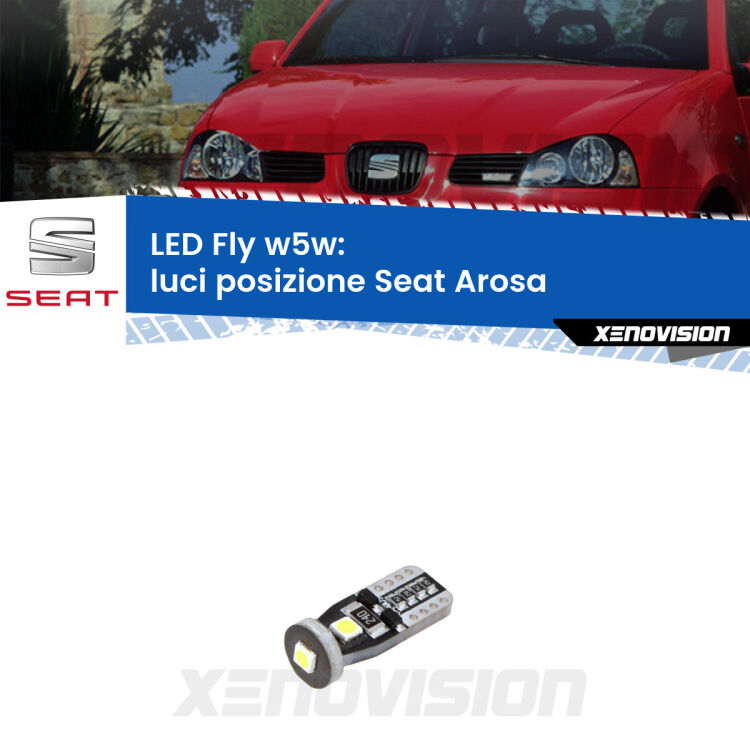 <strong>luci posizione LED per Seat Arosa</strong>  1997-2004. Coppia lampadine <strong>w5w</strong> Canbus compatte modello Fly Xenovision.