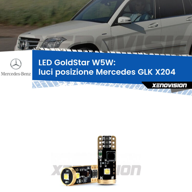 <strong>Luci posizione LED Mercedes GLK</strong> X204 senza luci diurne: ottima luminosità a 360 gradi. Si inseriscono ovunque. Canbus, Top Quality.