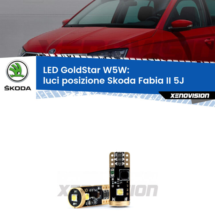 <strong>Luci posizione LED Skoda Fabia II</strong> 5J 2006-2014: ottima luminosità a 360 gradi. Si inseriscono ovunque. Canbus, Top Quality.